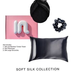 Silk and Bamboo Turban Towel Set - Black